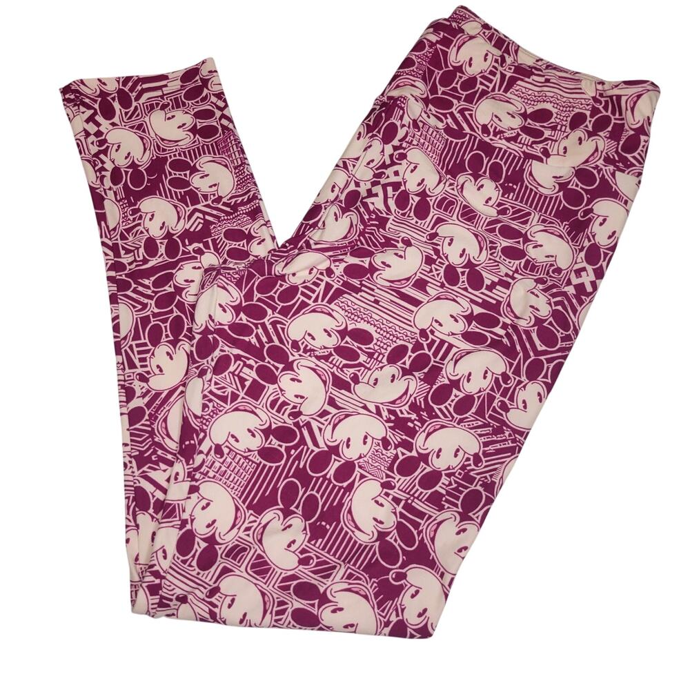 LULAROE Tall Curvy Plus TC2 Leggings DISNEY MICKEY MOUSE PINK Buttery Soft
